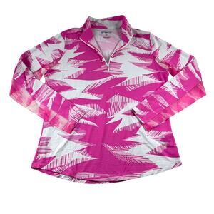 Ibkul Stormi Pink White Long Sleeve Shirt M Lightweight Mock Golf Shirt Tennis